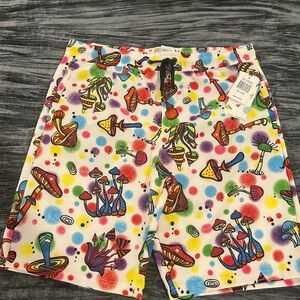 Mushroom Colorful Patterned Men's Shorts by Drill Clothing Size L